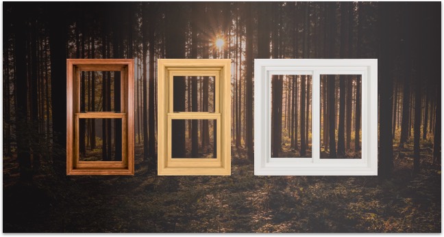 Three different color treatments (Dark wood texture, light wood texture, and clean white) and window layouts to the Heritage Series windows